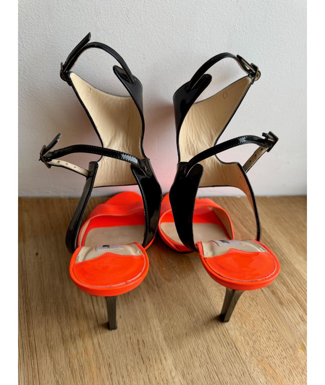 JIMMY CHOO Оранжевое кожаные босоножки, фото 6