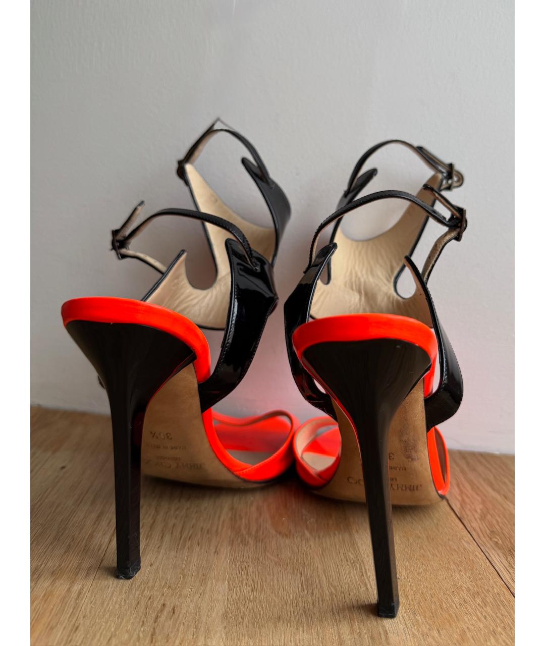JIMMY CHOO Оранжевое кожаные босоножки, фото 9