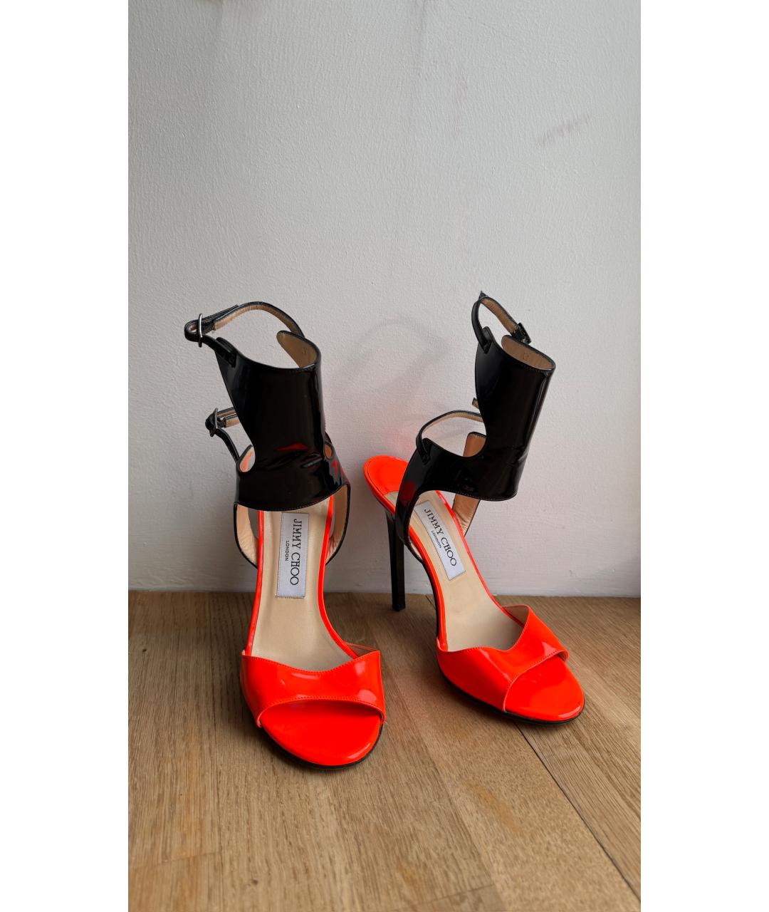 JIMMY CHOO Оранжевое кожаные босоножки, фото 2