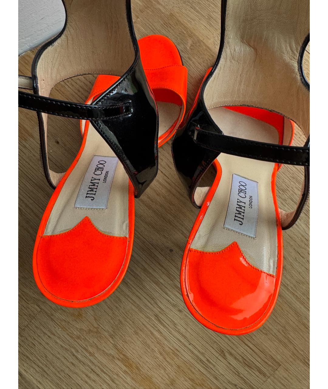 JIMMY CHOO Оранжевое кожаные босоножки, фото 7