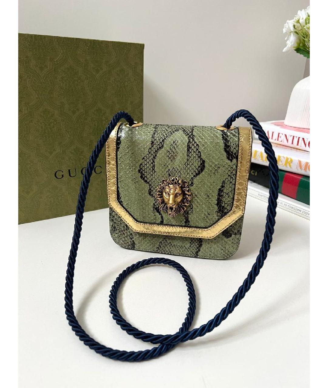 GUCCI Зеленая кожаная сумка с короткими ручками, фото 10