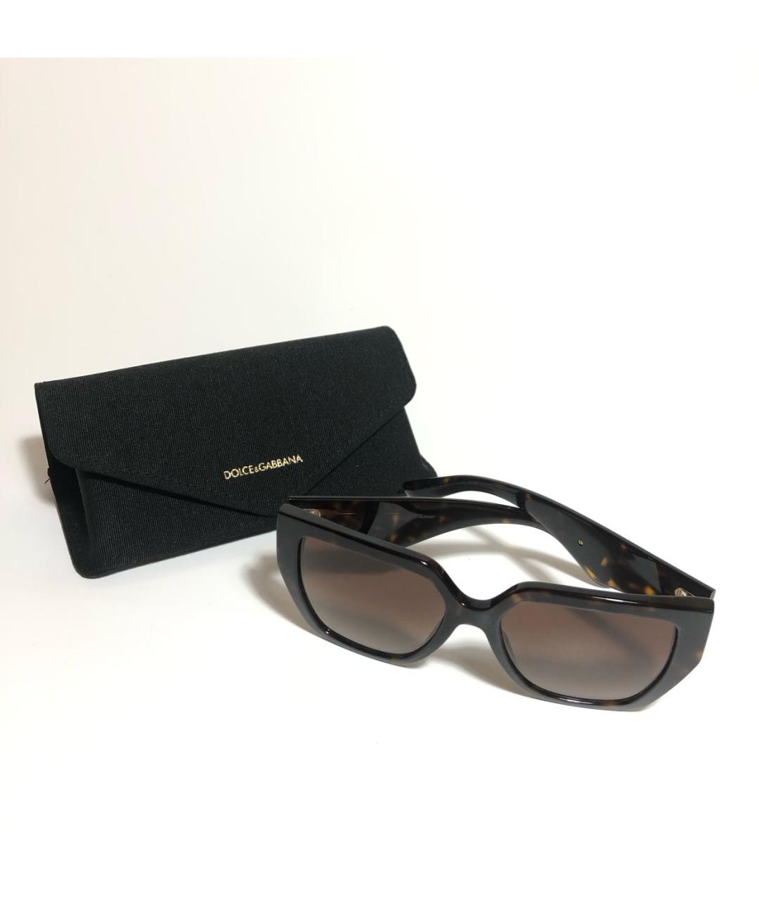 DOLCE&GABBANA Коричневые пластиковые солнцезащитные очки, фото 5