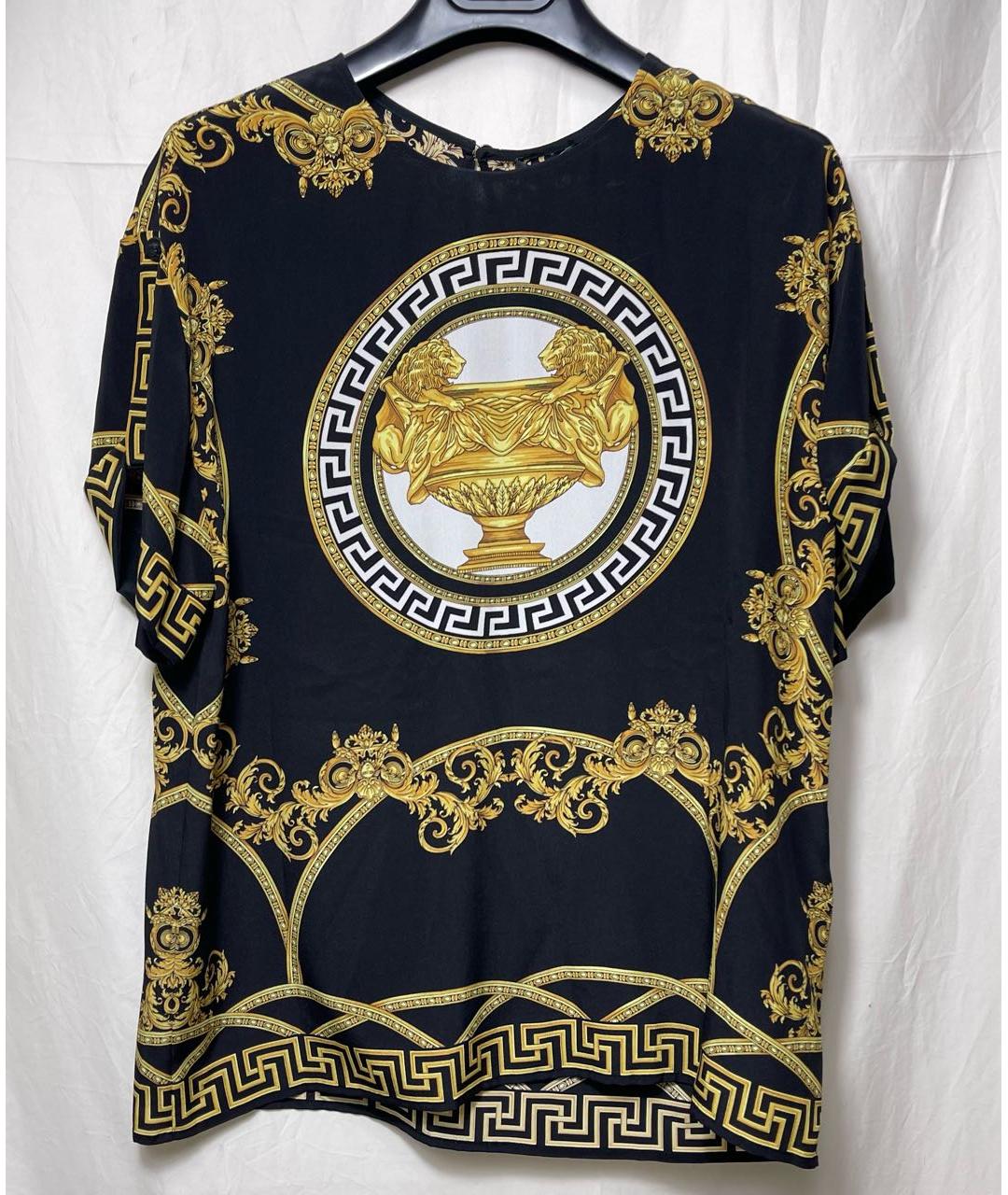 VERSACE Черная шелковая блузы, фото 8