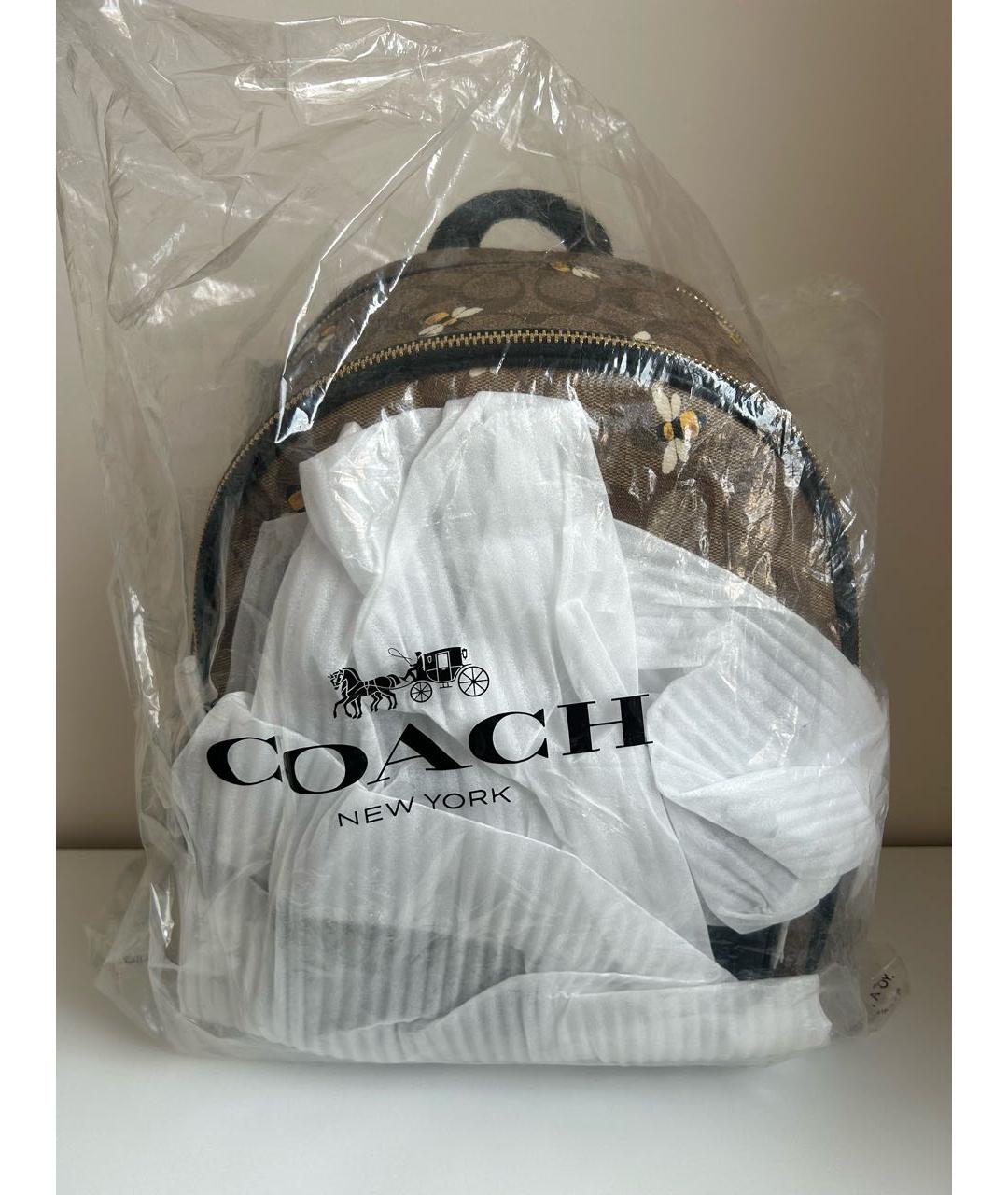 COACH Коричневый кожаный рюкзак, фото 7