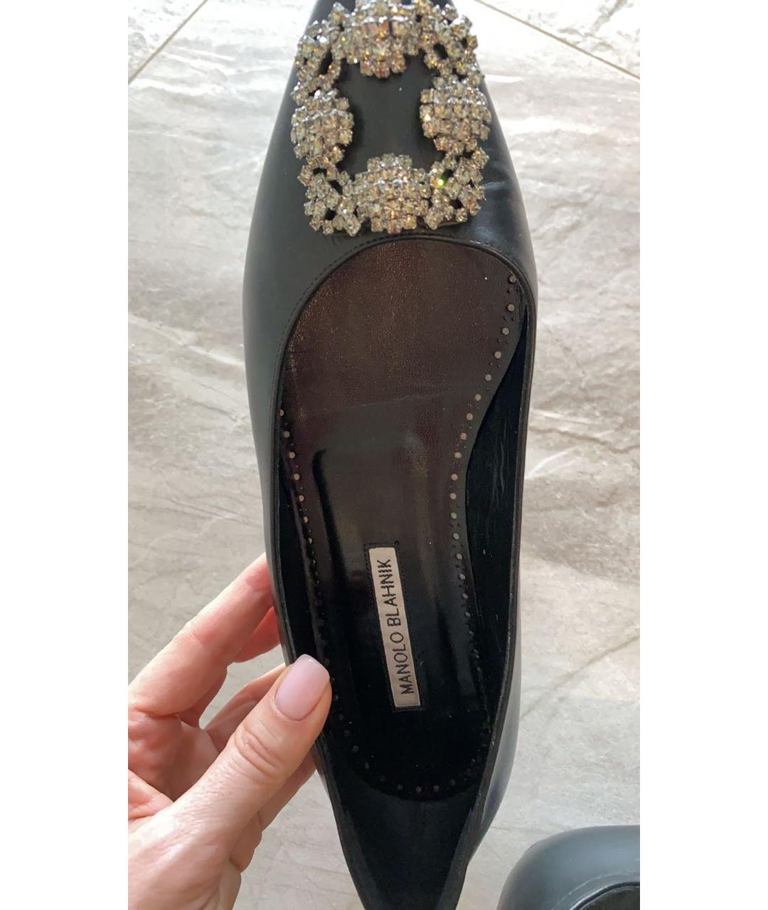 MANOLO BLAHNIK Черные кожаные балетки, фото 8