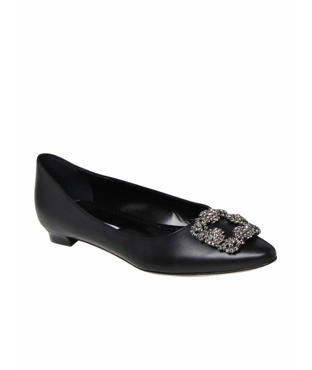 MANOLO BLAHNIK Черные кожаные балетки, фото 9