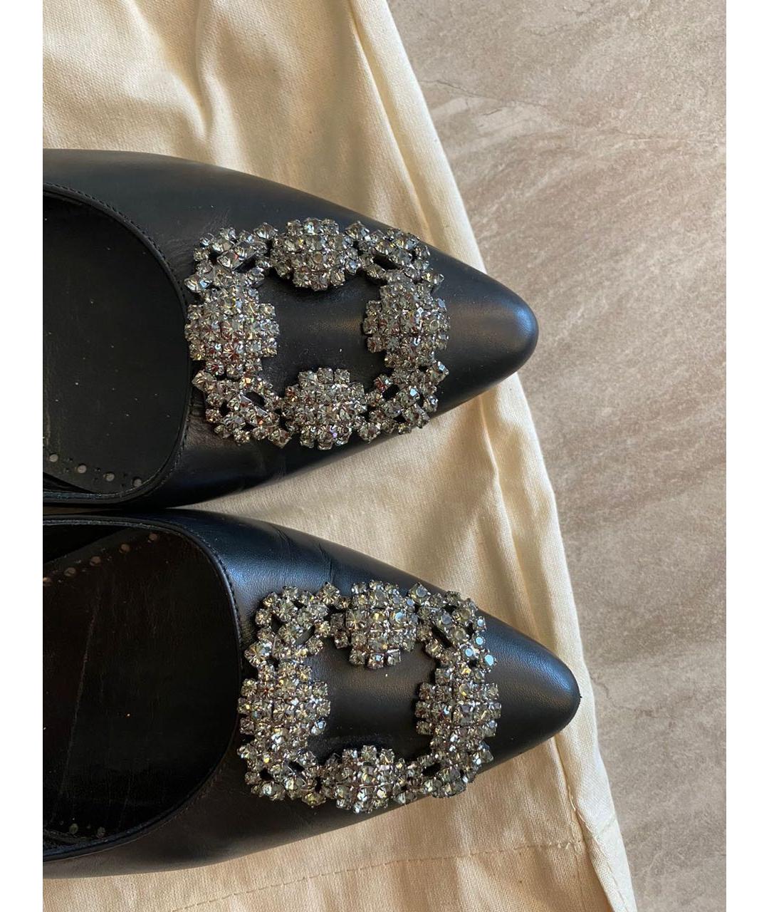 MANOLO BLAHNIK Черные кожаные балетки, фото 7