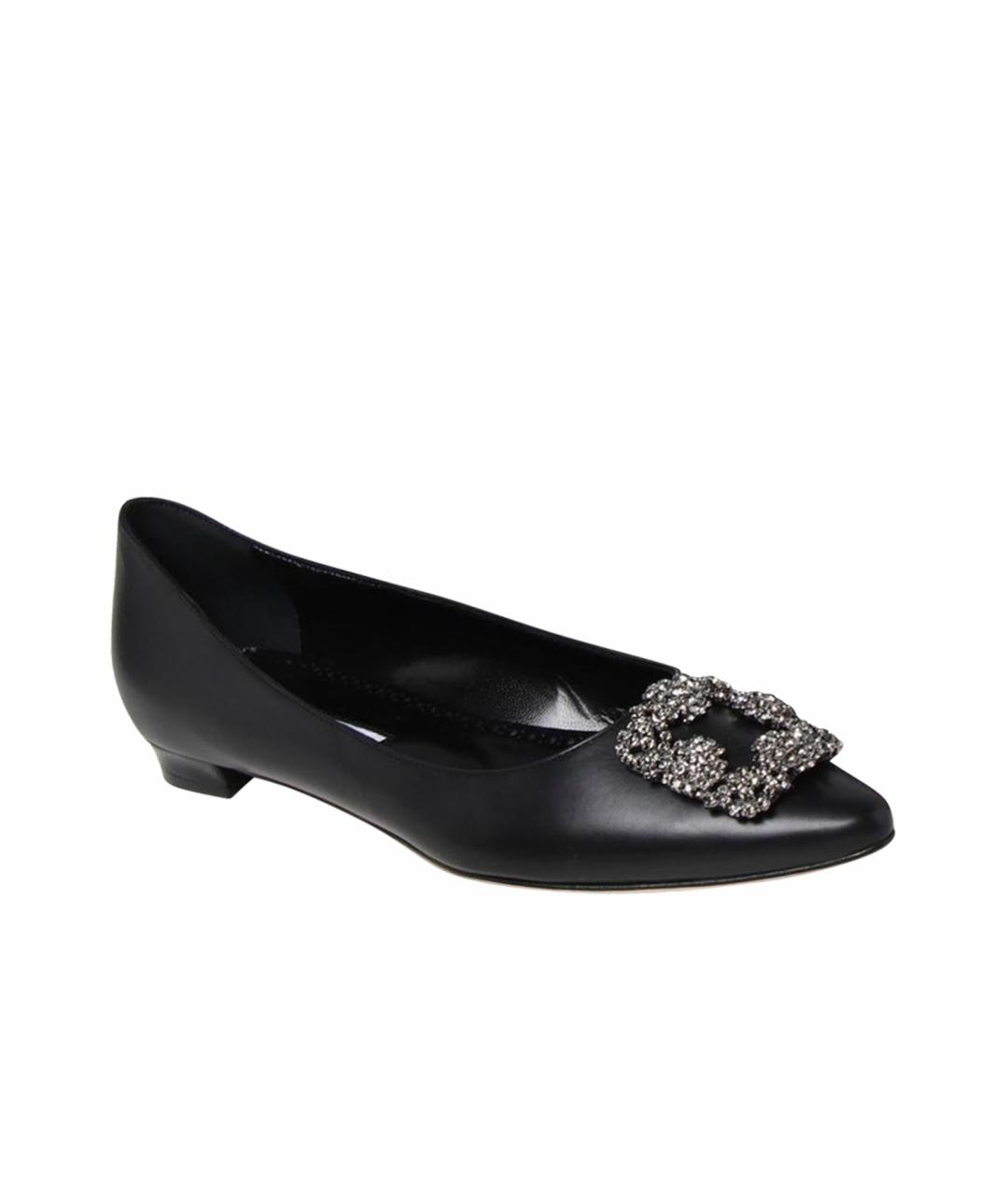 MANOLO BLAHNIK Черные кожаные балетки, фото 1