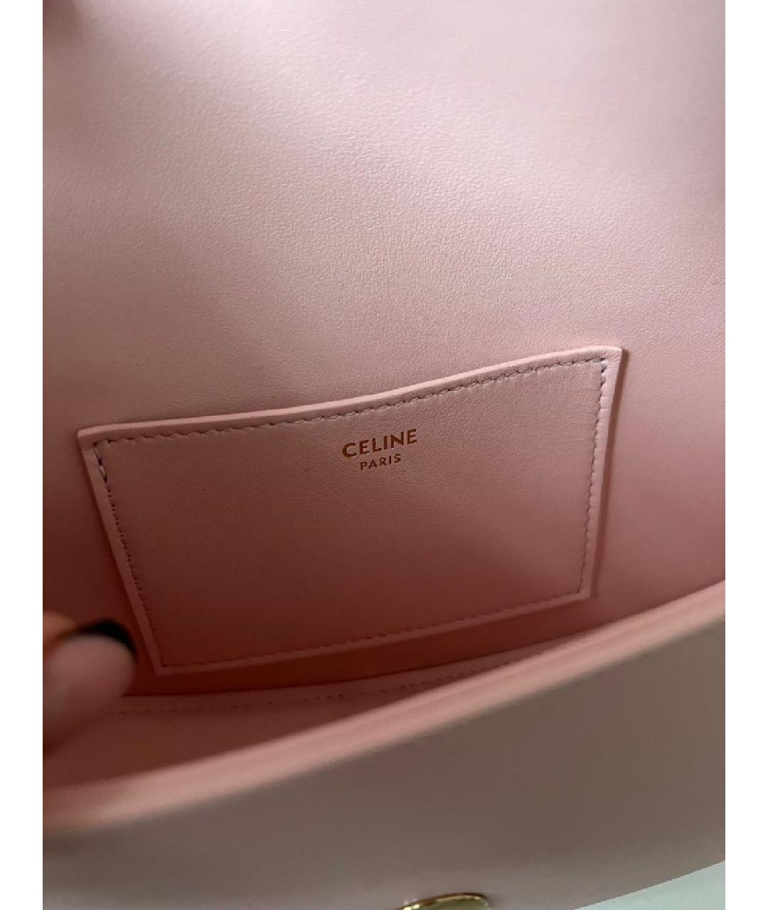 CELINE Коралловая кожаная сумка через плечо, фото 6