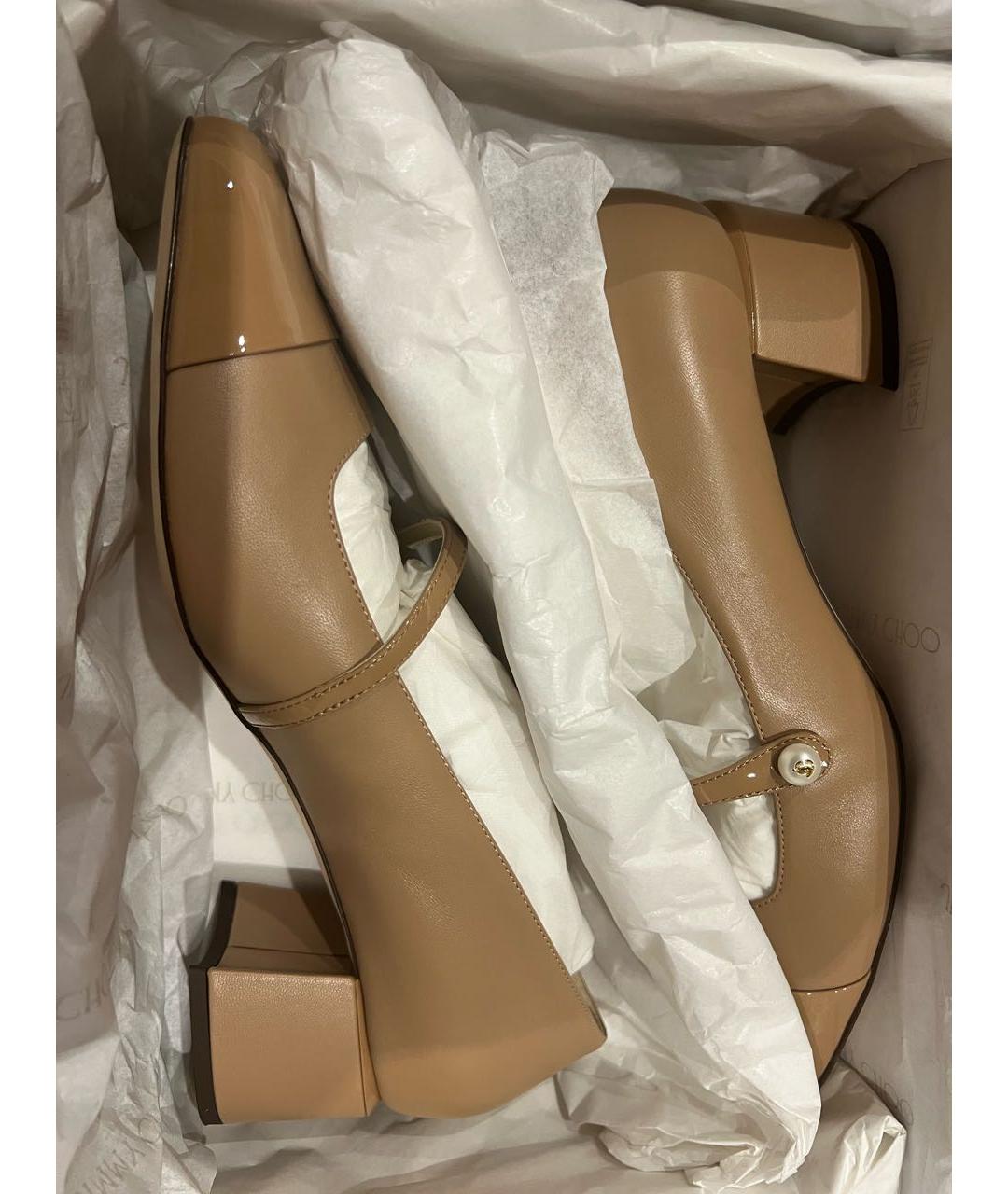 JIMMY CHOO Бежевые кожаные туфли, фото 4