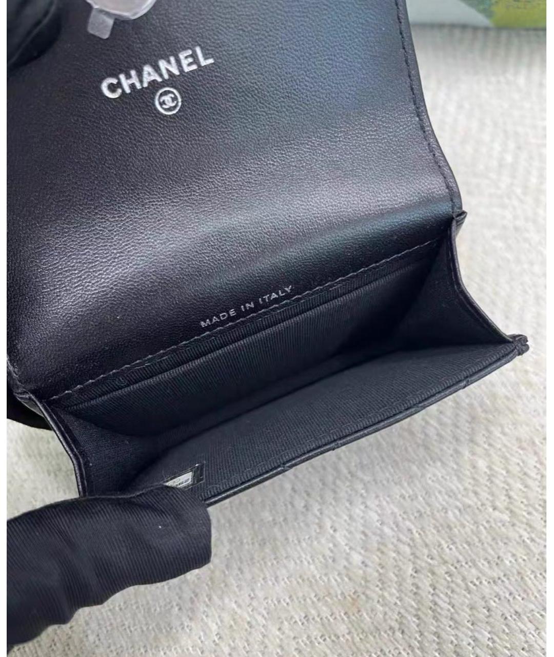 CHANEL Черный кожаный кошелек, фото 6