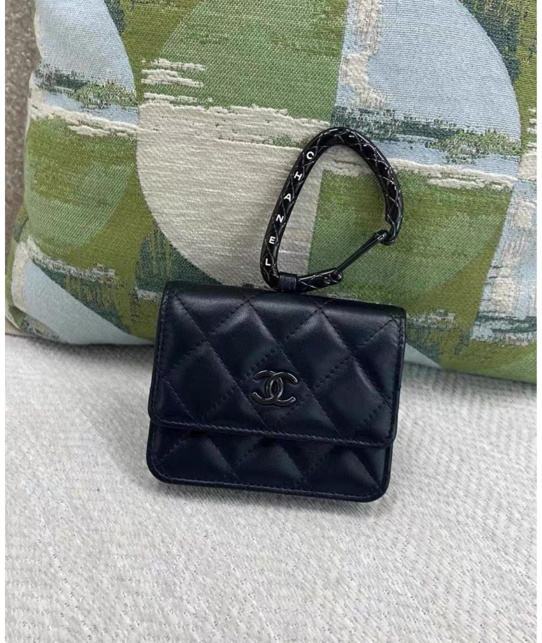CHANEL Черный кожаный кошелек, фото 3