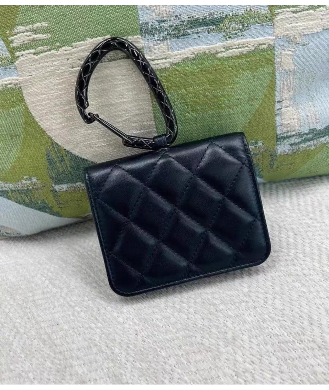 CHANEL Черный кожаный кошелек, фото 4