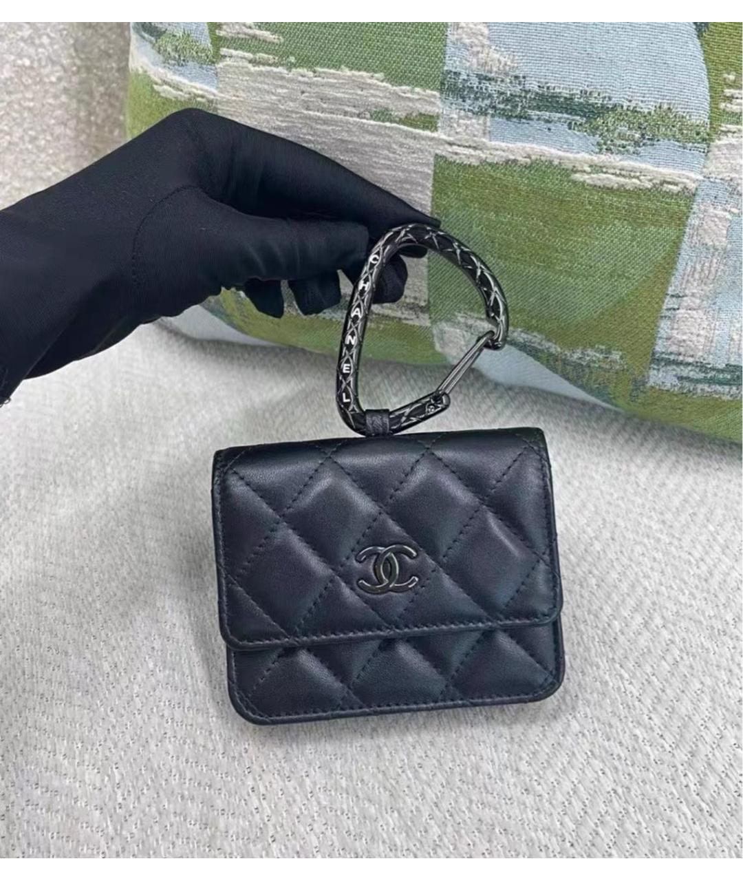 CHANEL Черный кожаный кошелек, фото 2