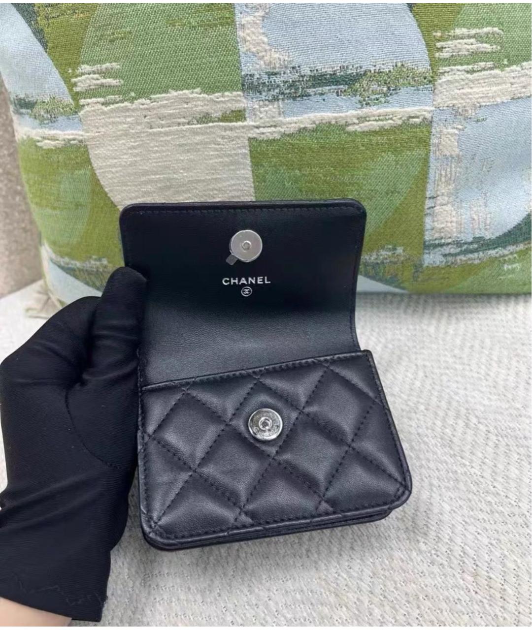 CHANEL Черный кожаный кошелек, фото 5