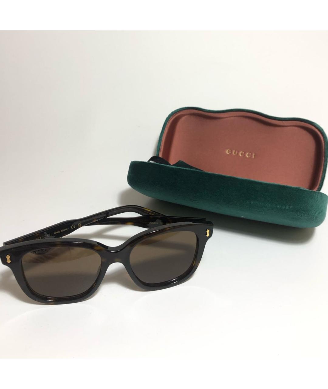 GUCCI Коричневые пластиковые солнцезащитные очки, фото 5