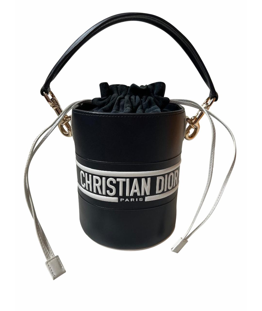 CHRISTIAN DIOR Черная кожаная сумка через плечо, фото 1