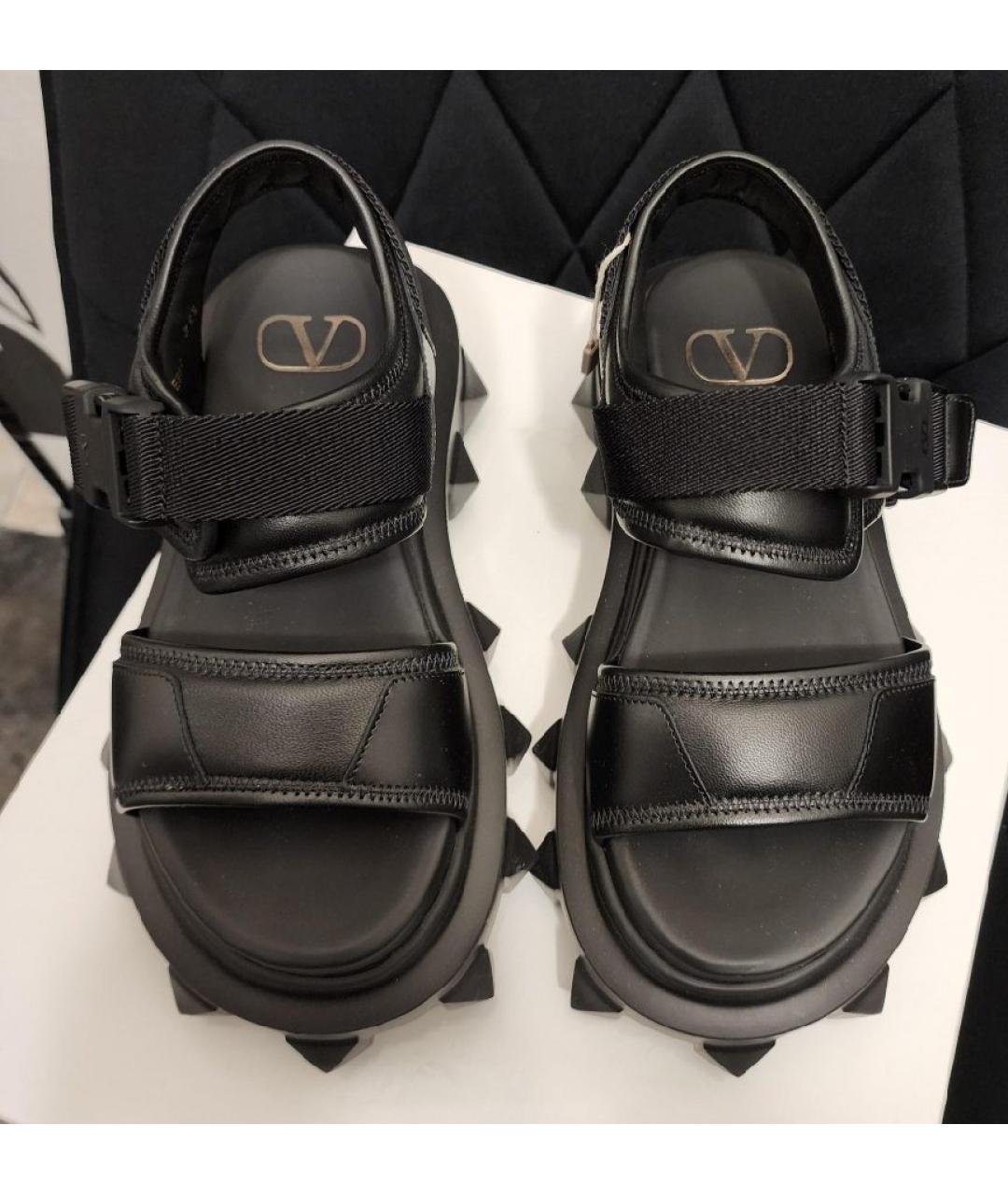 VALENTINO Черные кожаные сандалии, фото 9