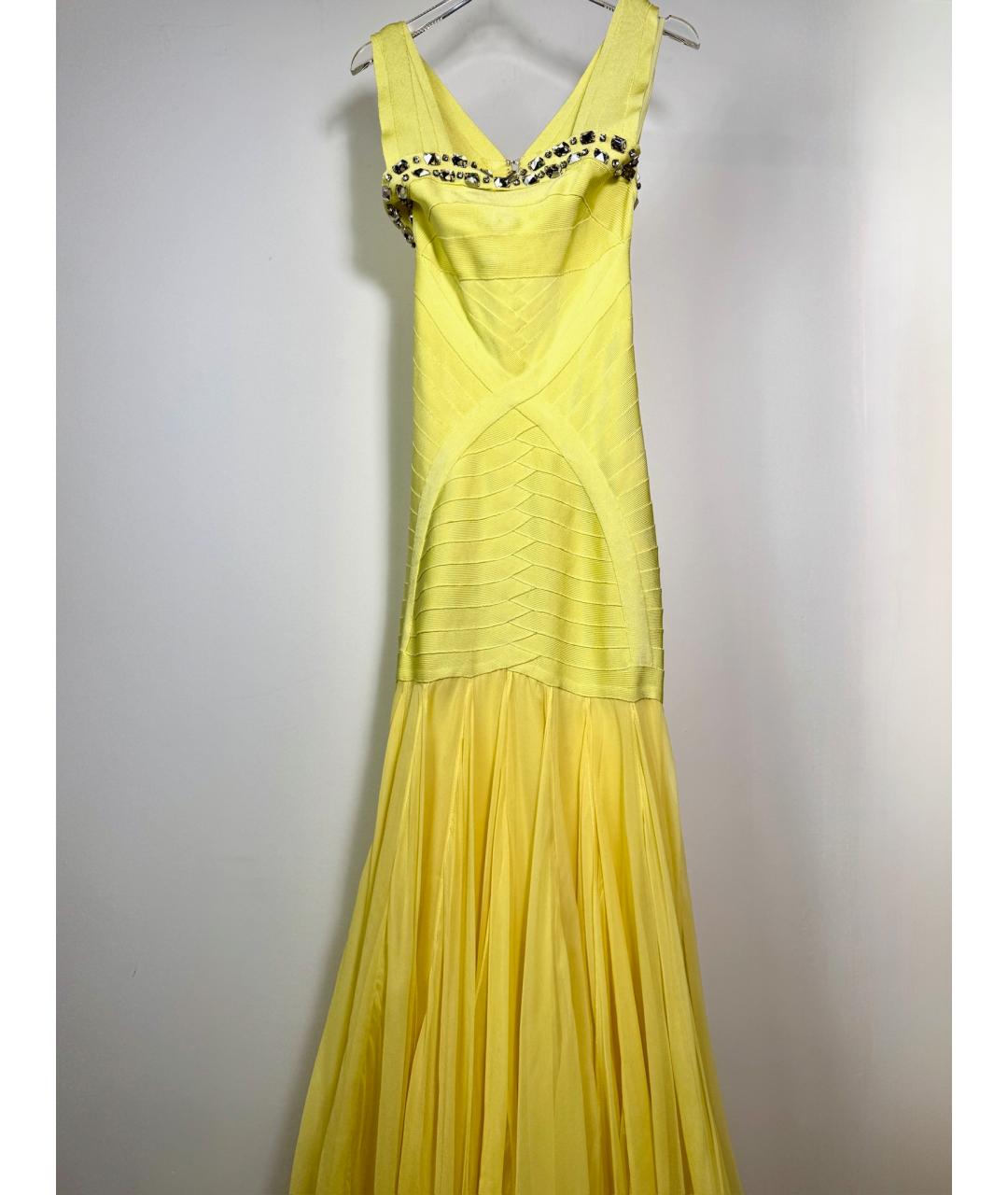 HERVE LEGER Желтое вечернее платье, фото 9