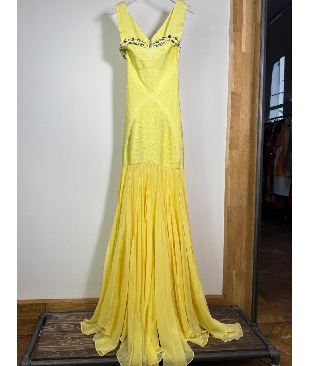 HERVE LEGER Желтое вечернее платье, фото 10