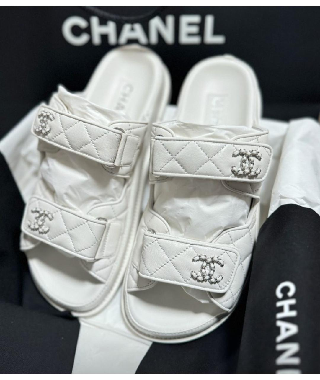 CHANEL Белые шлепанцы, фото 4