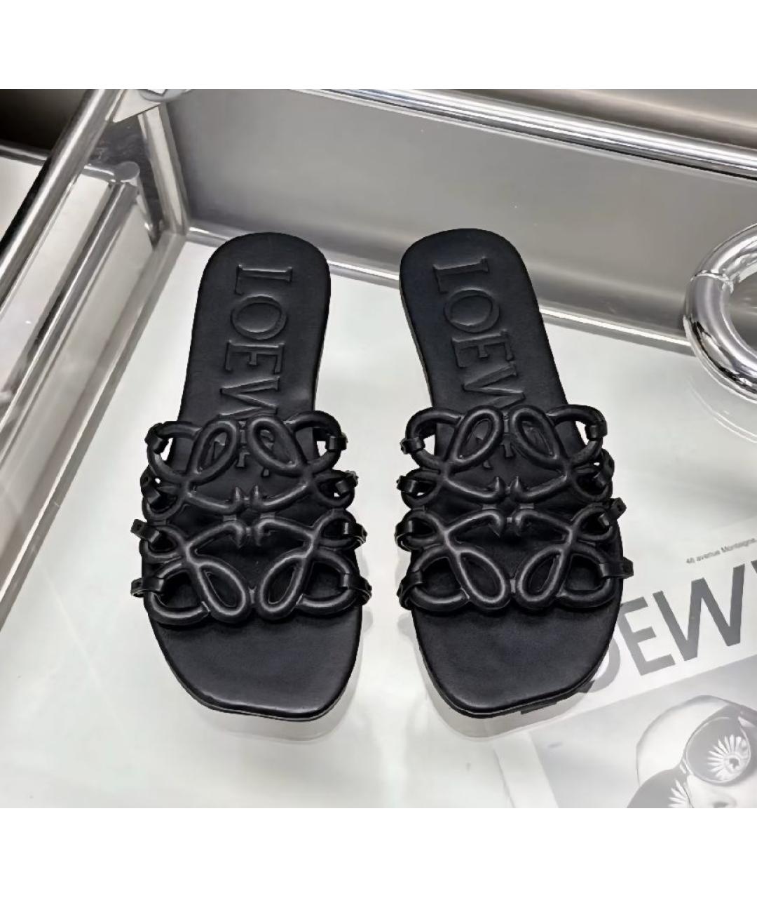 LOEWE Черные шлепанцы, фото 4