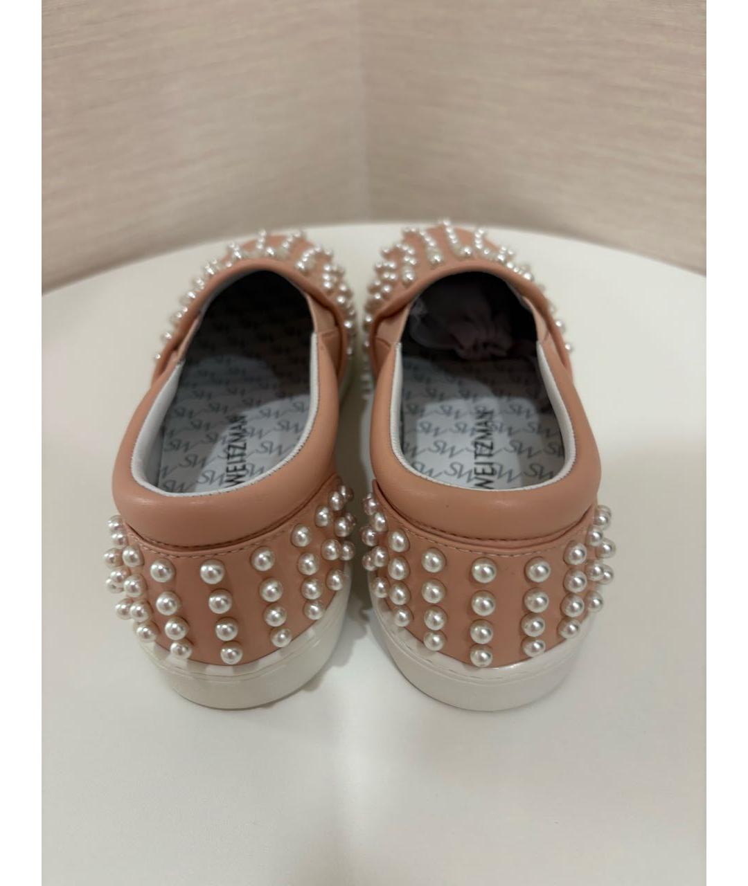 STUART WEITZMAN Коралловые кожаные слипоны, фото 4