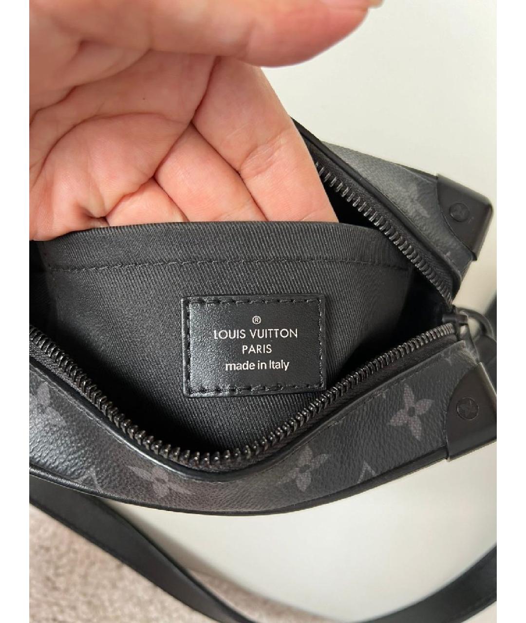 LOUIS VUITTON Черная кожаная сумка через плечо, фото 5