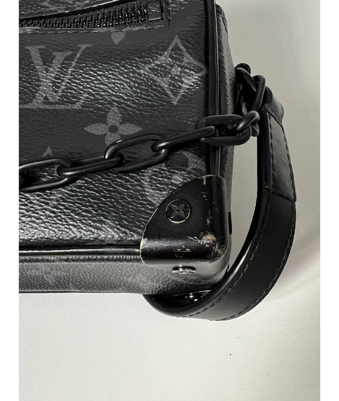 LOUIS VUITTON Черная кожаная сумка через плечо, фото 9