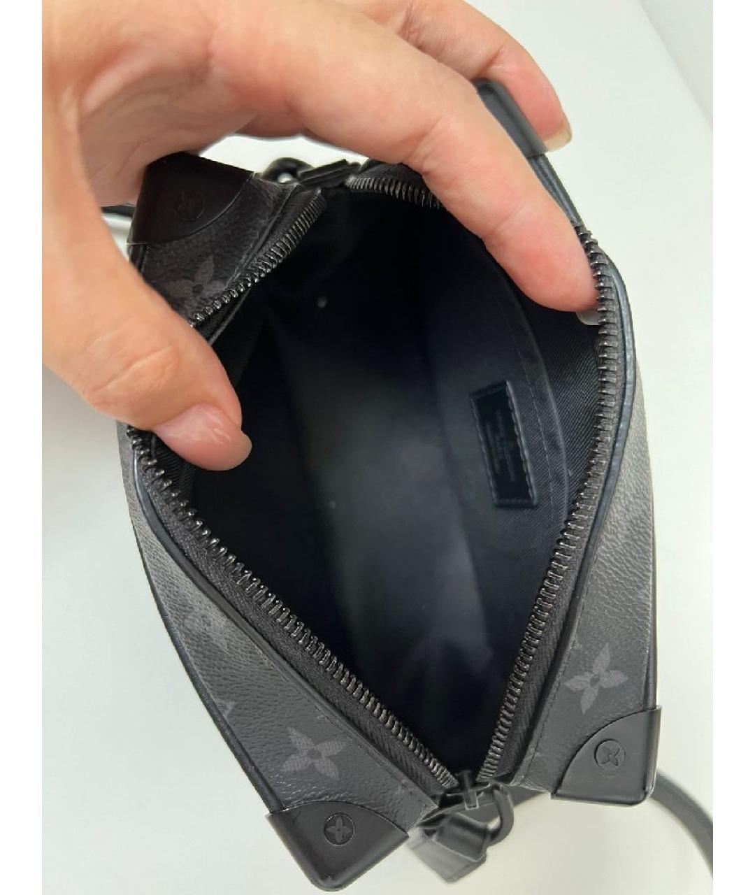 LOUIS VUITTON Черная кожаная сумка через плечо, фото 4