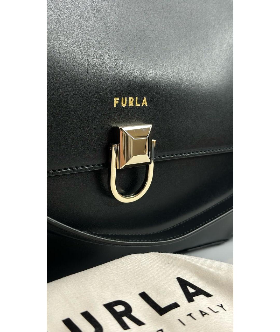 FURLA Черная кожаная сумка через плечо, фото 7