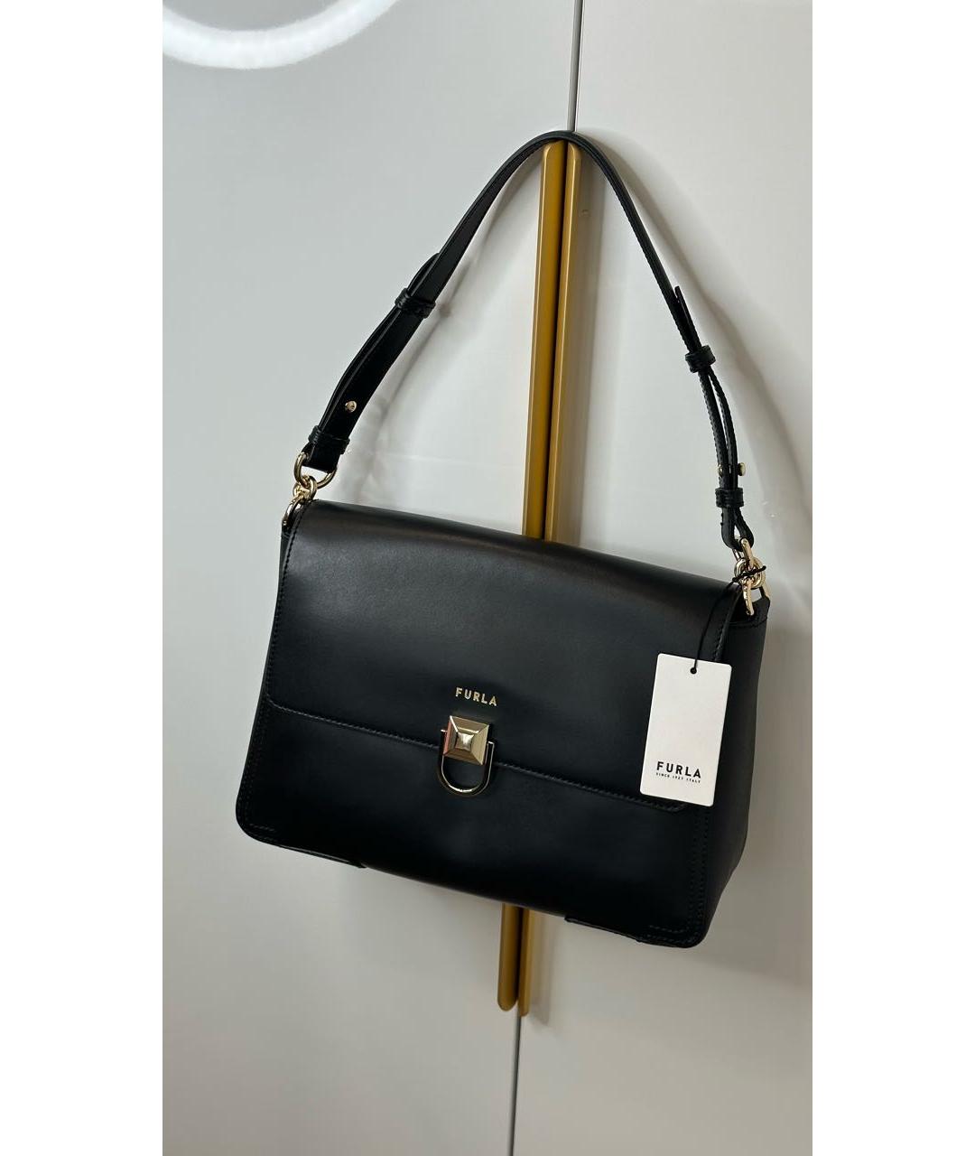 FURLA Черная кожаная сумка через плечо, фото 8