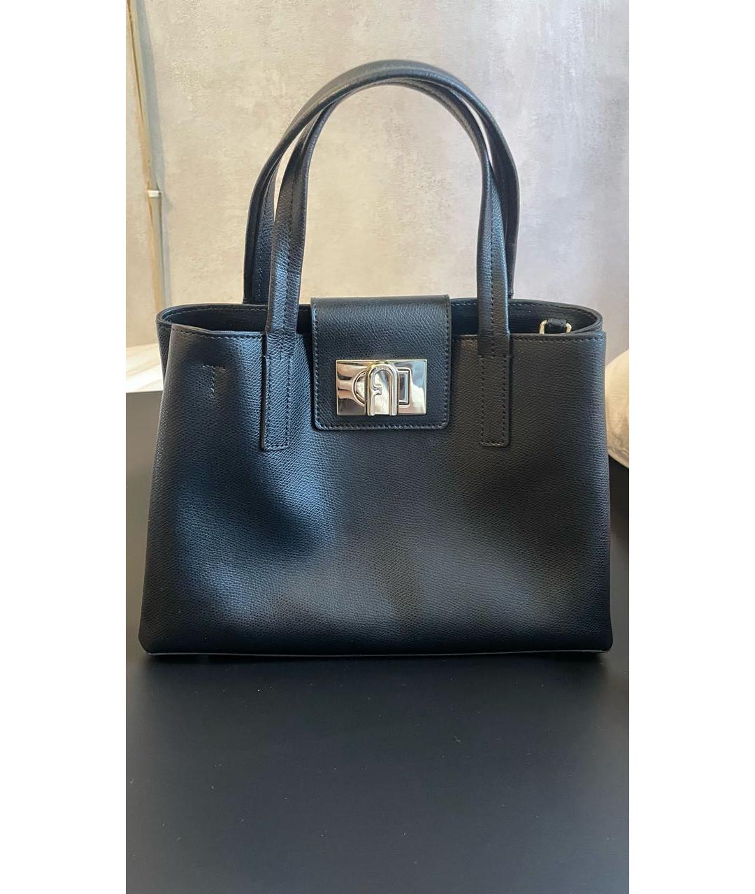 FURLA Черная кожаная сумка с короткими ручками, фото 5