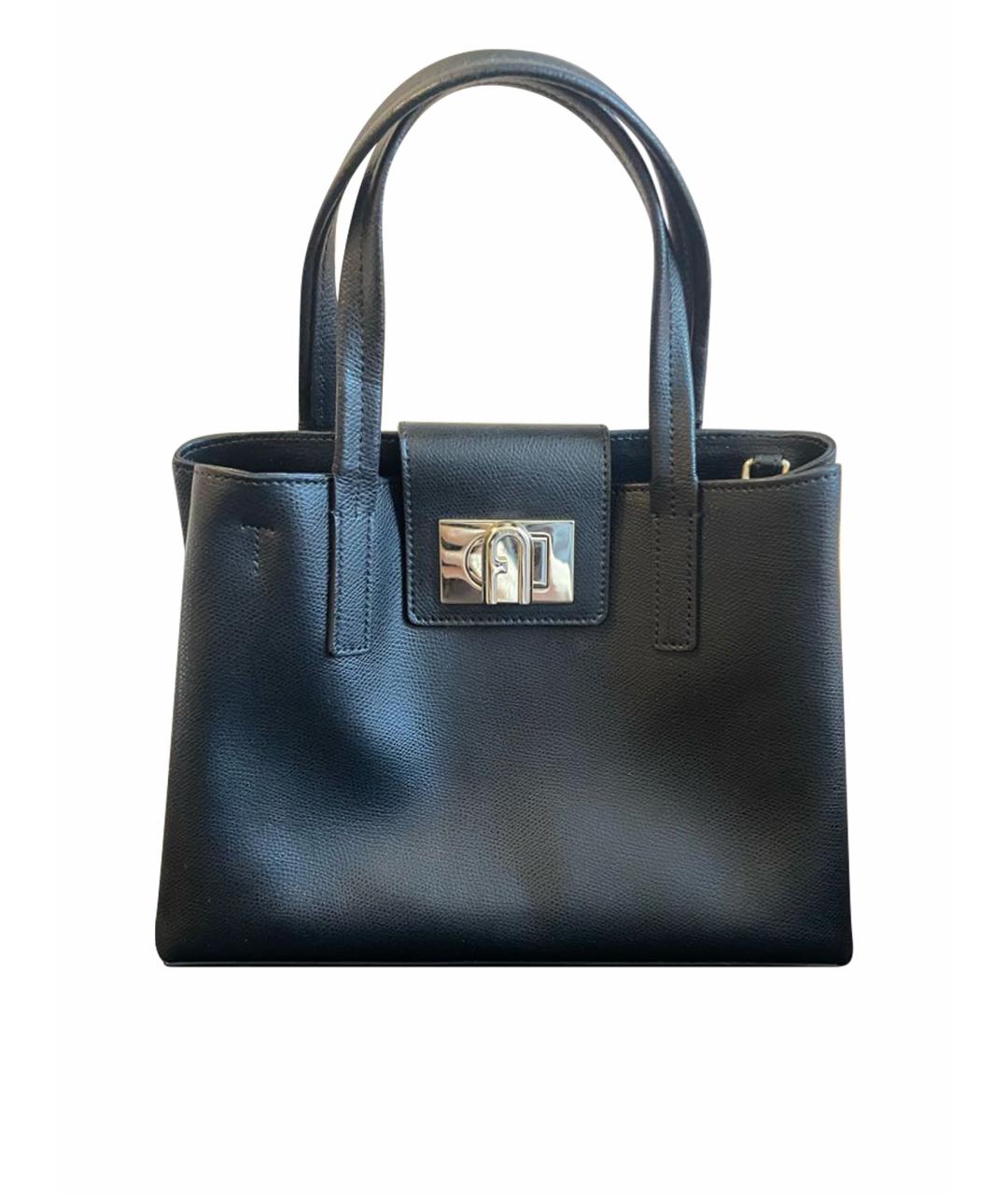 FURLA Черная кожаная сумка с короткими ручками, фото 1