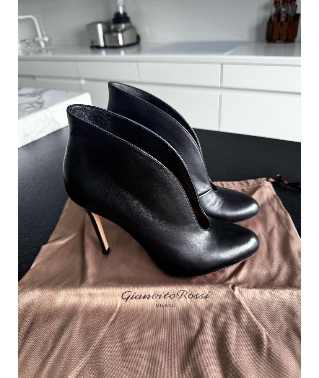 GIANVITO ROSSI Черные кожаные ботильоны, фото 5