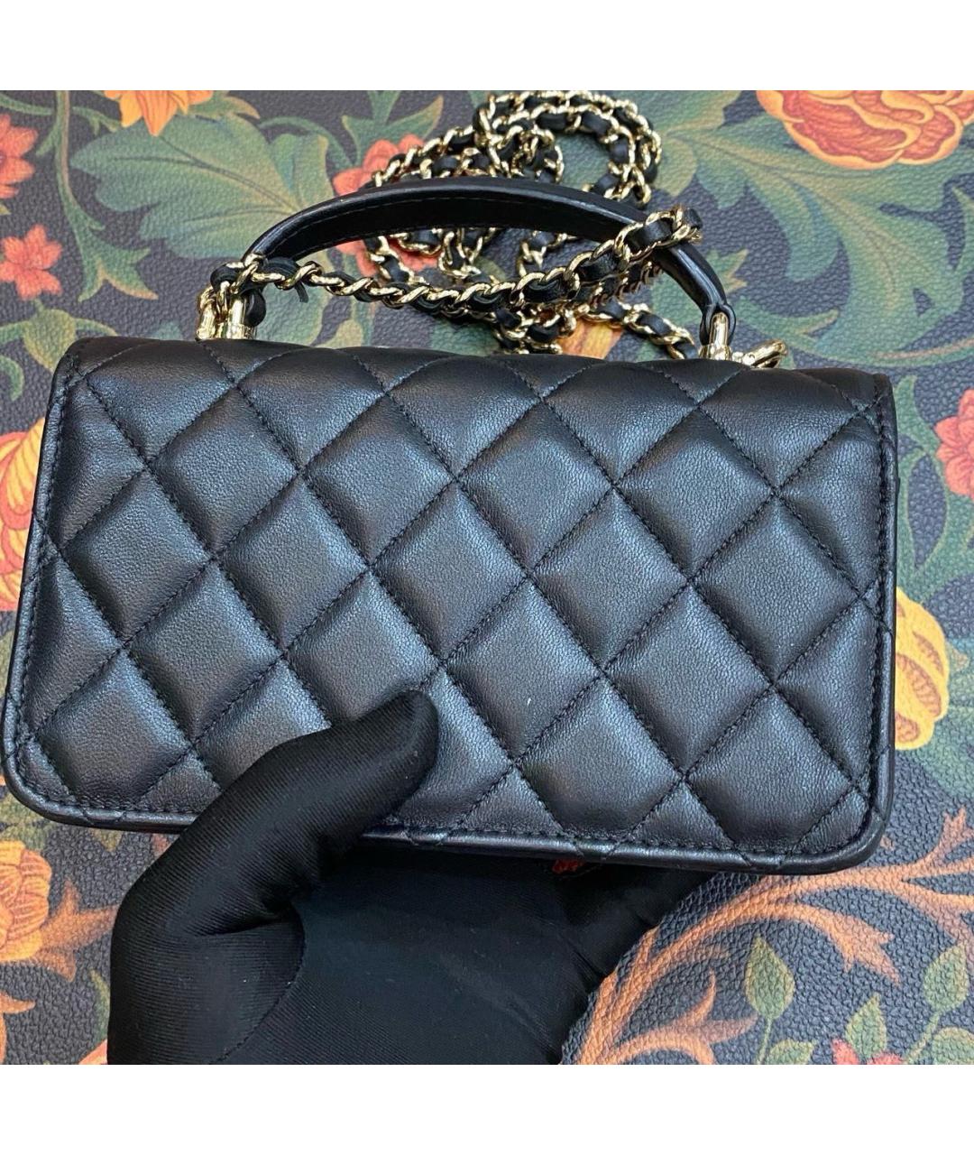 CHANEL Черная кожаная сумка с короткими ручками, фото 3