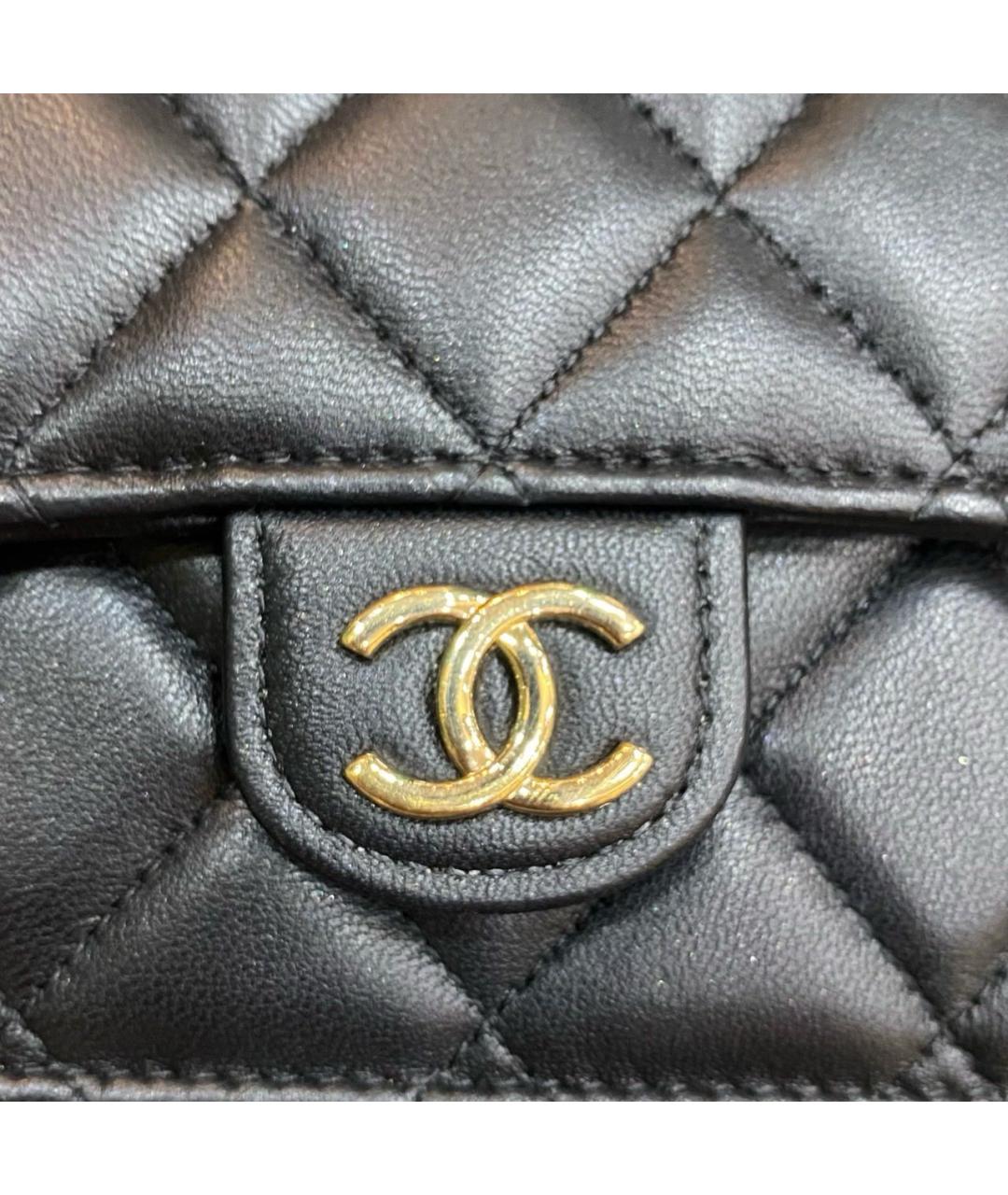CHANEL Черная кожаная сумка с короткими ручками, фото 8