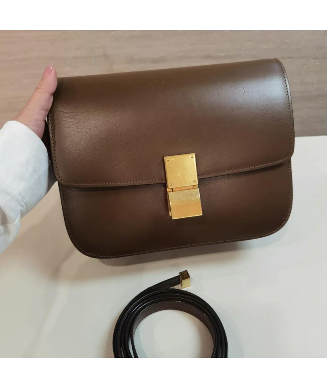 CELINE Коричневая кожаная сумка через плечо, фото 9