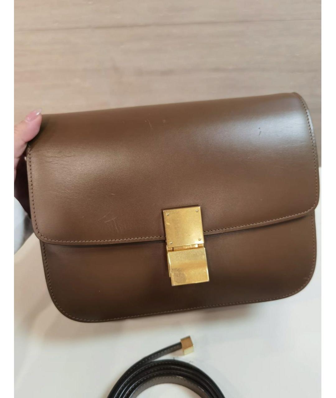 CELINE Коричневая кожаная сумка через плечо, фото 2