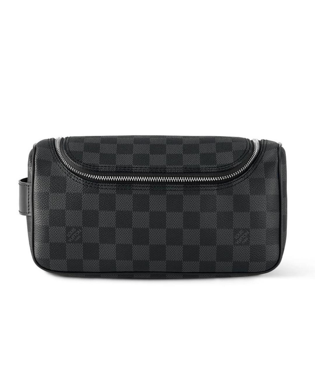 LOUIS VUITTON Черная кожаная барсетка, фото 8