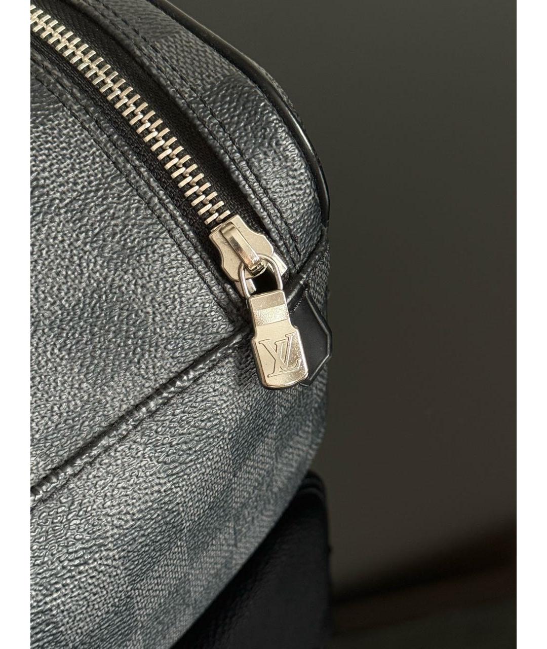 LOUIS VUITTON Черная кожаная барсетка, фото 6