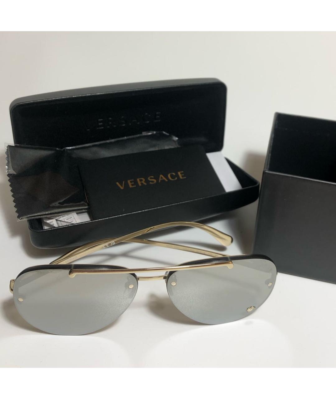 VERSACE Золотые металлические солнцезащитные очки, фото 5