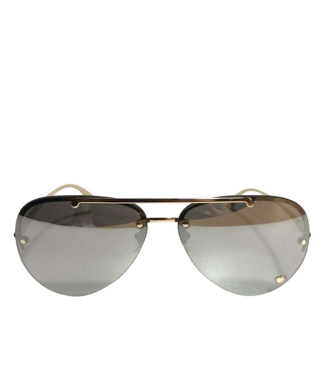 VERSACE Золотые металлические солнцезащитные очки, фото 1