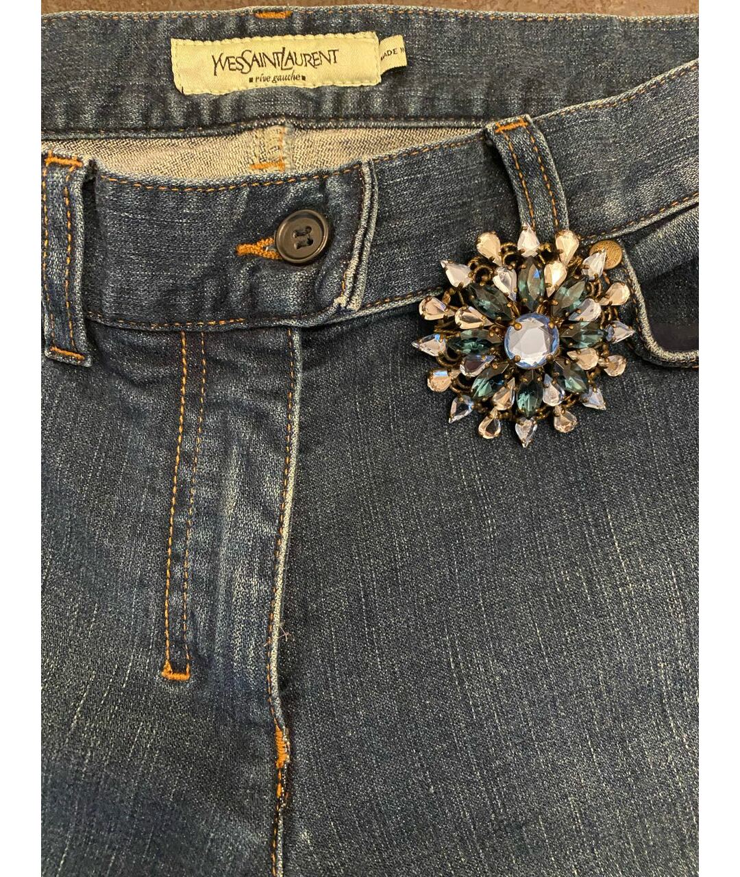 YVES SAINT LAURENT VINTAGE Синие хлопковые джинсы клеш, фото 3