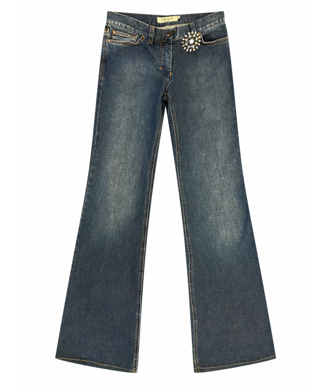 YVES SAINT LAURENT VINTAGE Синие хлопковые джинсы клеш, фото 1