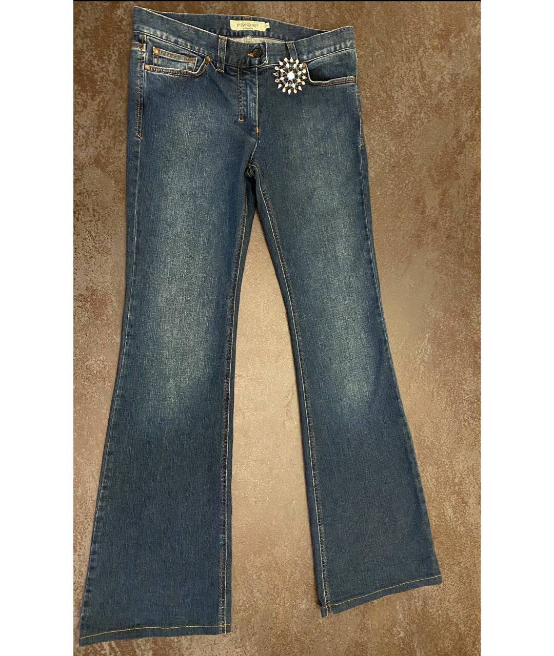 YVES SAINT LAURENT VINTAGE Синие хлопковые джинсы клеш, фото 9
