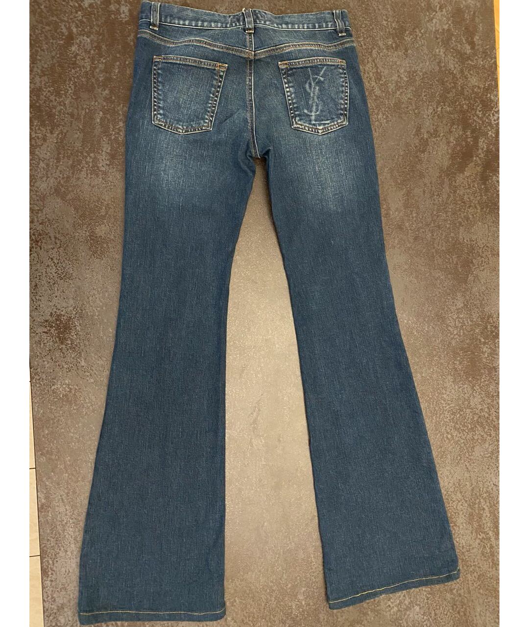 YVES SAINT LAURENT VINTAGE Синие хлопковые джинсы клеш, фото 2