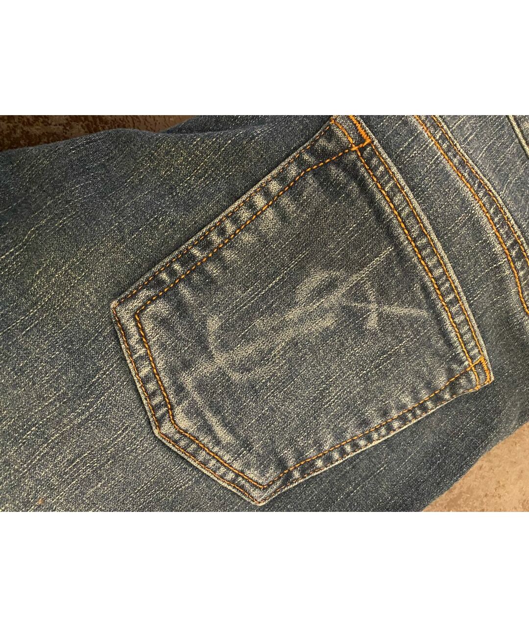 YVES SAINT LAURENT VINTAGE Синие хлопковые джинсы клеш, фото 4