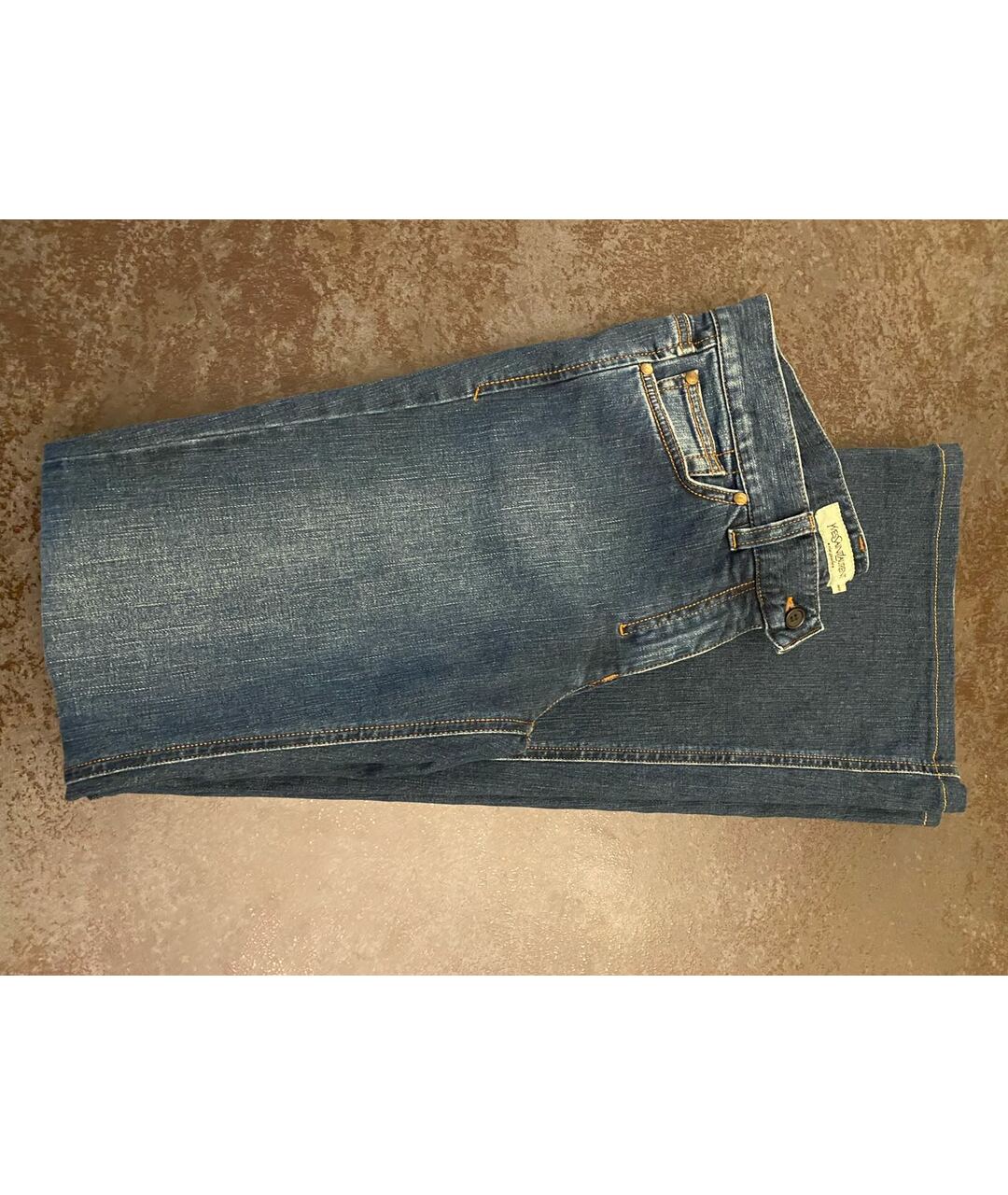 YVES SAINT LAURENT VINTAGE Синие хлопковые джинсы клеш, фото 6