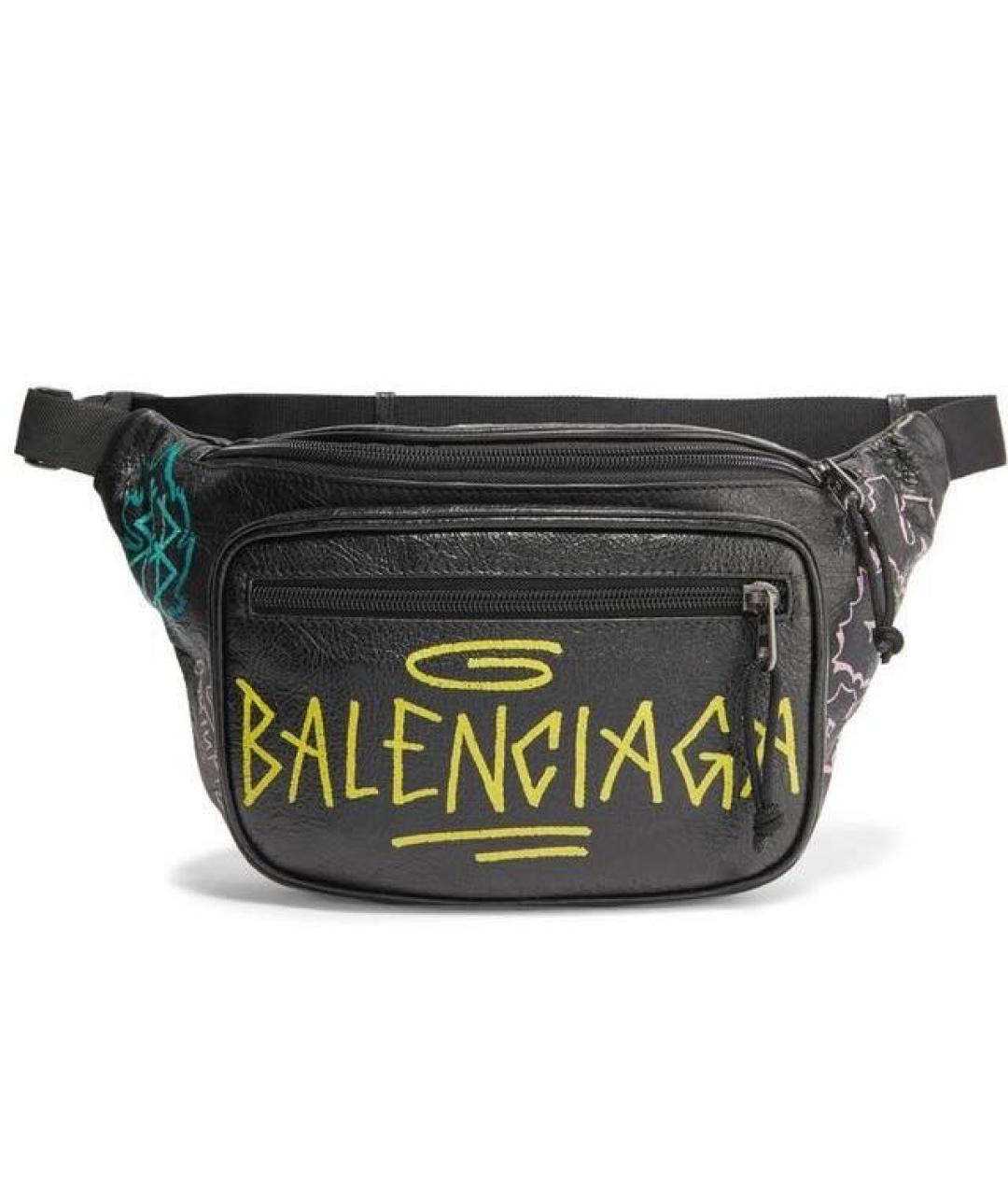 BALENCIAGA Черная кожаная поясная сумка, фото 9